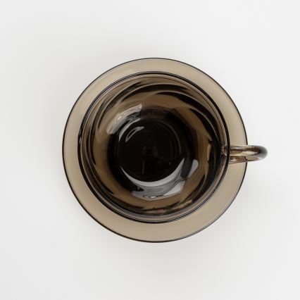 Set 6x Glastasse mit Untertasse rauchig Blumenstrauß Nr. 3