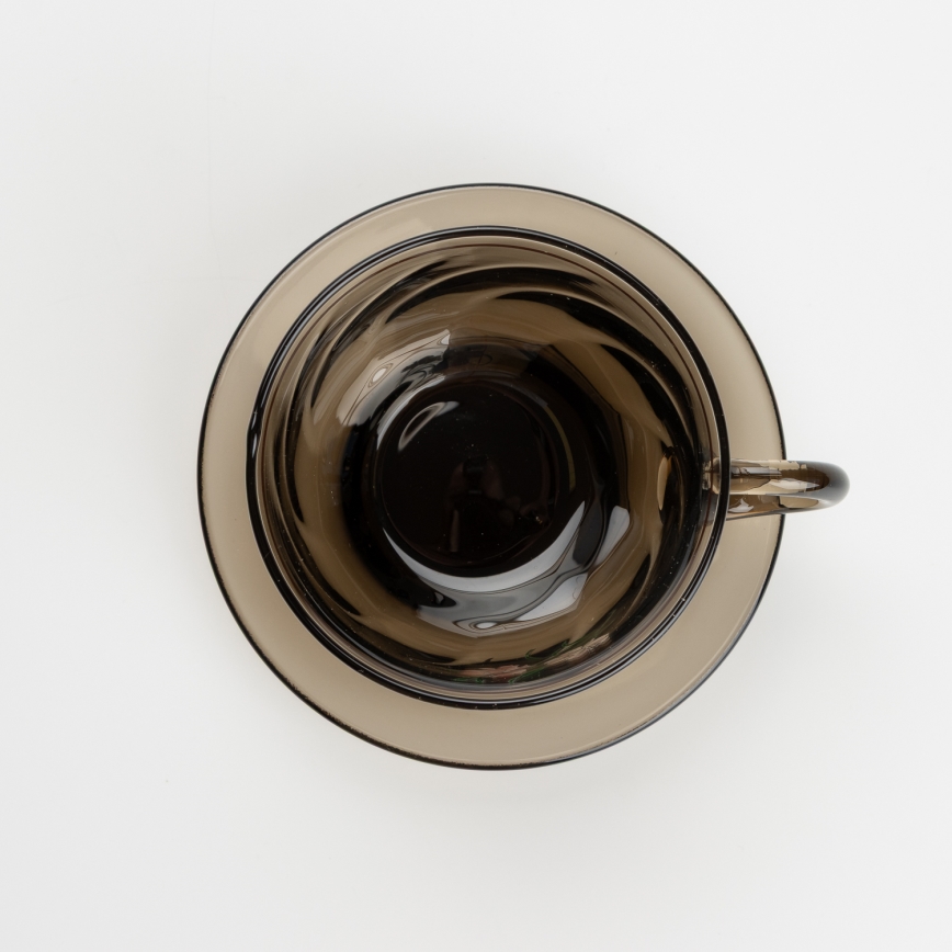 Set 6x Glastasse mit Untertasse rauchig Blumenstrauß Nr. 3