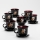 Set 6x Glastasse mit Untertasse und 1x Zuckerdose schwarz Blumenstrauß Nr. 3