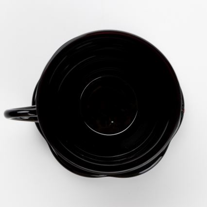 Set 6x Glastasse mit Untertasse und 1x Zuckerdose schwarz Blumenstrauß Nr. 3