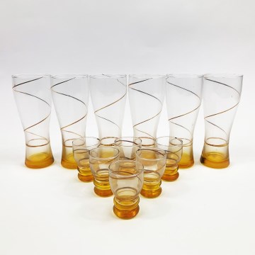 Set 6x größeres Glas und 6x kleineres Glas gelb