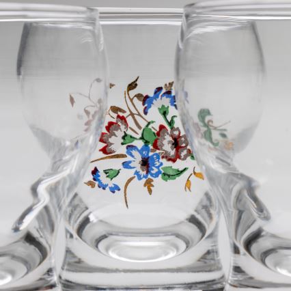 Set 6x Likörglas klar - Blumenmuster Nr. 4