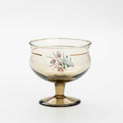 Set 6x tazza di vetro con piattino e 1x zuccheriera fumé bouquet no 2