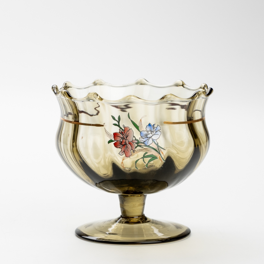 Set 6x tazza di vetro con piattino e 1x zuccheriera fumé bouquet no 3
