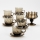 Set 6x tazza di vetro con piattino e 1x zuccheriera fumé