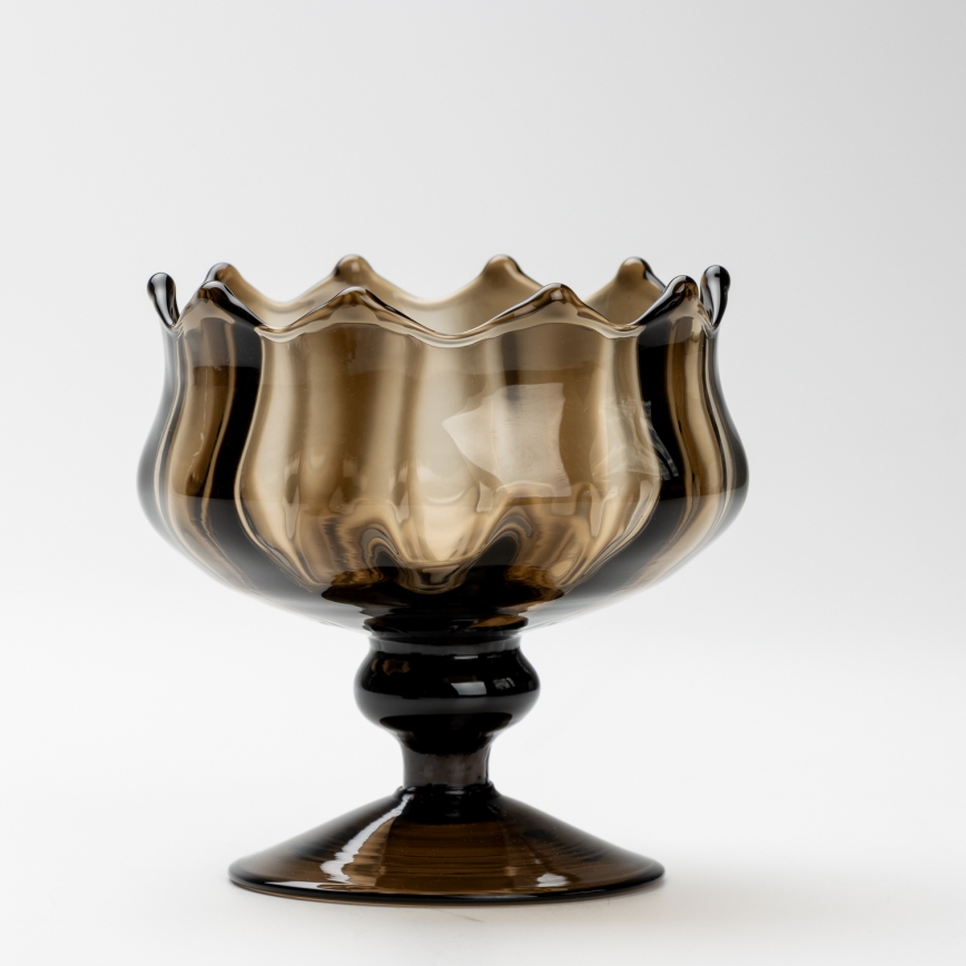 Set 6x tazza di vetro con piattino e 1x zuccheriera fumé