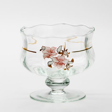 Set 6x tazza di vetro con piattino e 1x zuccheriera limpido bouquet no 2