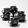 Set 6x tazza di vetro con piattino e 1x zuccheriera nero bouquet no 1