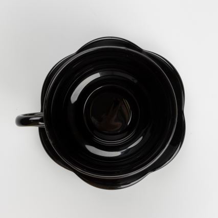 Set 6x tazza di vetro con piattino e 1x zuccheriera nero bouquet no 1