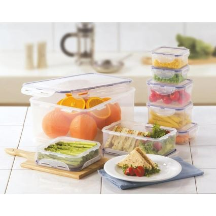 SET 7x Contenitore per alimenti LOCK blu/trasparente