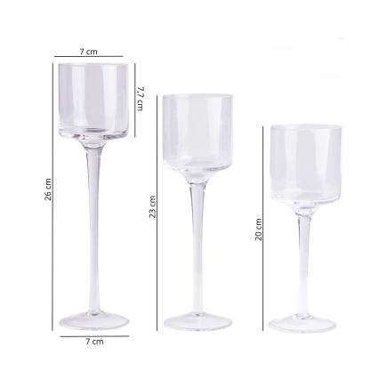 Set aus 3 klaren Kerzenhaltern