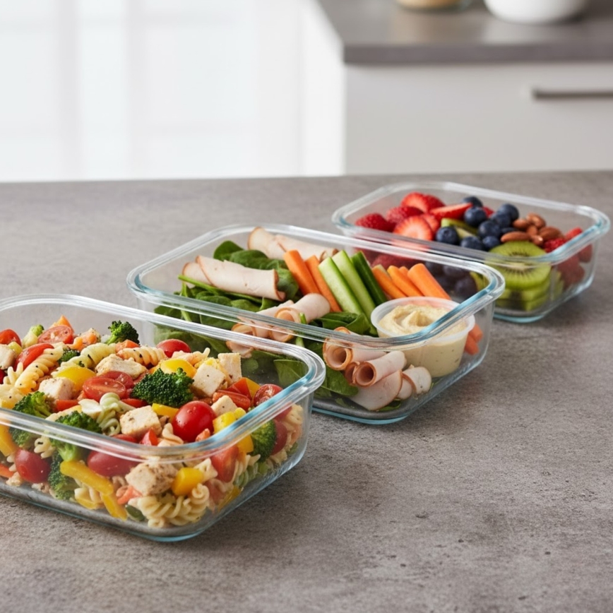 Set aus 4 Vorratsdosen für Lebensmittel, transparent/mintgrün