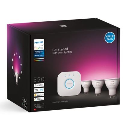 Set base Philips Hue WHITE AND COLOR AMBIANCE 3xGU10/5,7W/230V 2000-6500K + dispositivo di collegamento