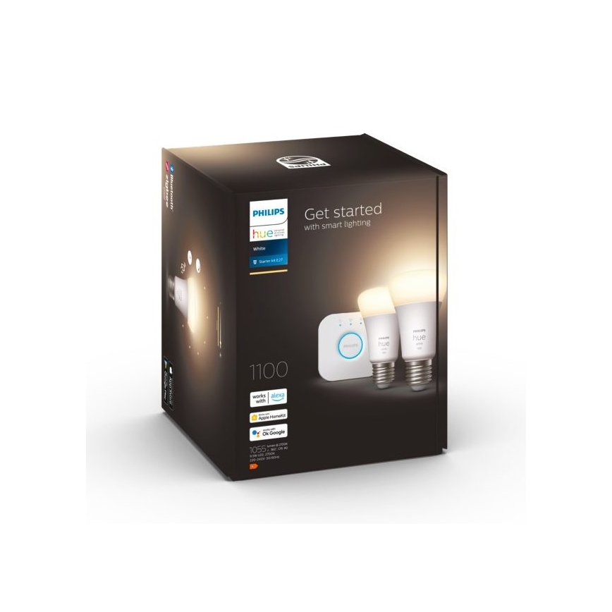 Set base Philips Hue WHITE 2xE27/9,5W 2700K + dispositivo di interconnessione