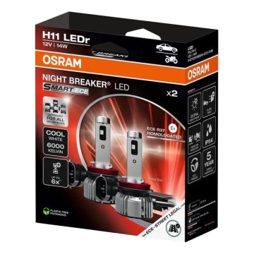 Set da 2 lampade LED per auto NIGHT BREAKER SMART H11 PGJ19-2/14W/12V 6000K - Osram