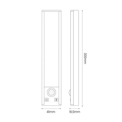 Set da 2 luci ricaricabili a LED per mobili con sensore di movimento e sensore crepuscolare VIRO LED/1,2W/3,7V 800 mAh 3000/4000/6500K 30 cm nero