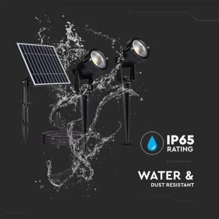 Set da 2 lampade solari da esterno LED 2xLED/1,2W/3,7V IP65 3000K 4000 mAh