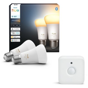 Set da 2 lampadine LED dimmerabili Philips Hue WHITE AMBIANCE E27/8,1W/230V 1000-20000K + sensore di movimento