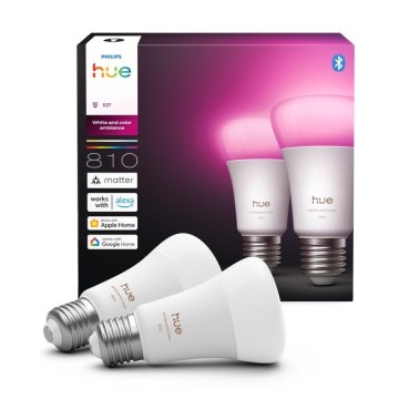Set da 2 lampadine LED dimmerabili Philips Hue WHITE AND COLOR AMBIANCE E27/6W/230V 1000-20000K