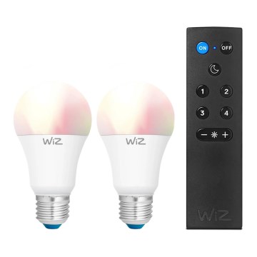 Set da 2 lampadine LED RGBW dimmerabili A60 E27/9W/230V 2200-6500K Wi-Fi + telecomando - WiZ