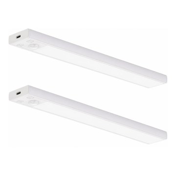 Set da 2 luci ricaricabili a LED per mobili con sensore di movimento e sensore crepuscolare VIRO LED/1,2W/3,7V 800 mAh 3000/4000/6500K 30 cm bianco