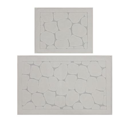 Set da 2 tappeti da bagno LINO 60 x 100 cm crema