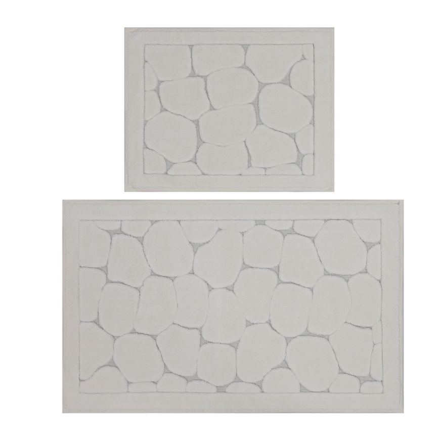 Set da 2 tappeti da bagno LINO 60 x 100 cm crema