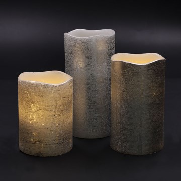 Set da 3 candele LED, alimentazione 3x AAA, luce calda