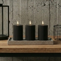 Set da 3 candele LED BRILLO, LED/2xAA, 12,5 cm, nero + telecomando
