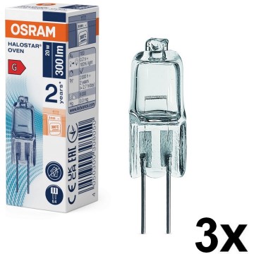 Set da 3 lampadine per forno HALOSTAR G4/20W/12V 2700K - Osram