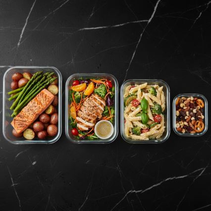 Set da 4 contenitori per alimenti trasparenti/menta