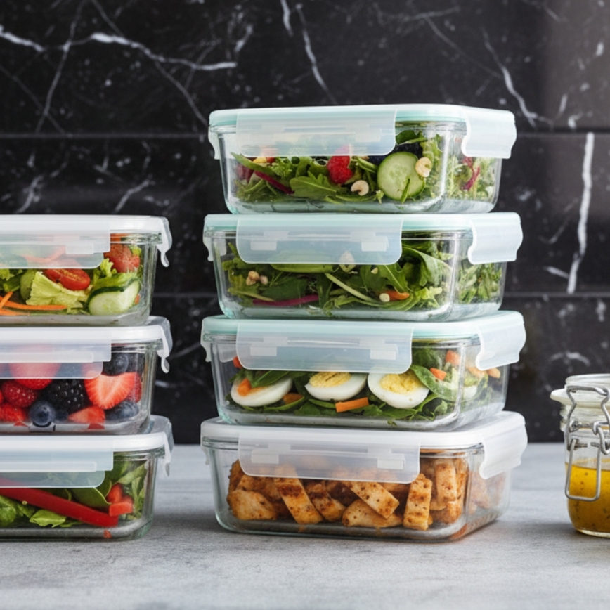 Set da 4 contenitori per alimenti trasparenti/menta