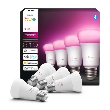 Set da 4 lampadine LED dimmerabili Philips Hue White and Color Ambiance E27/6W/230V 1000-20000K