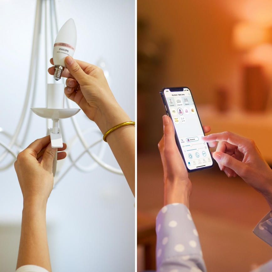 Set da 4 lampadine LED RGB dimmerabili Philips SMART C37 E14/4,9W/230V 2200-6500K