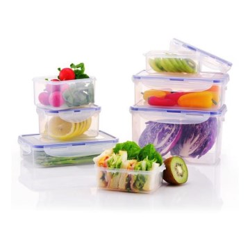 Set da 7 contenitori per alimenti LOCK, blu/trasparente