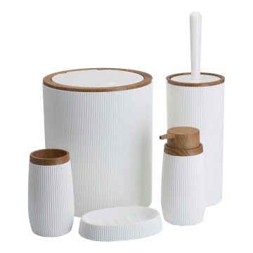 Set da bagno ALISON 5 pz bianco/marrone
