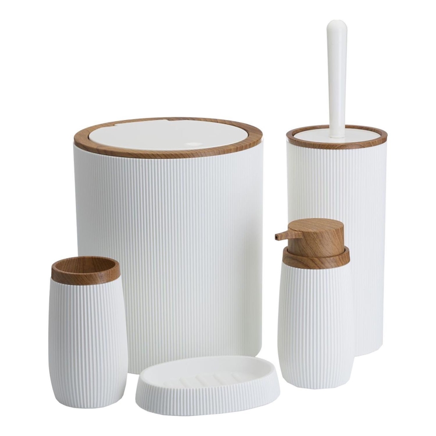 Set da bagno ALISON 5 pz bianco/marrone