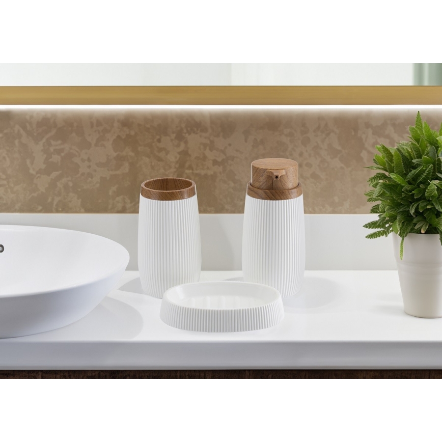 Set da bagno ALISON 5 pz bianco/marrone