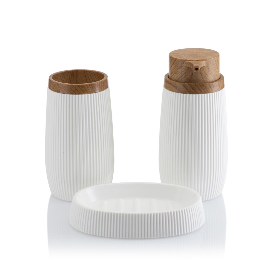 Set da bagno ALISON 5 pz bianco/marrone