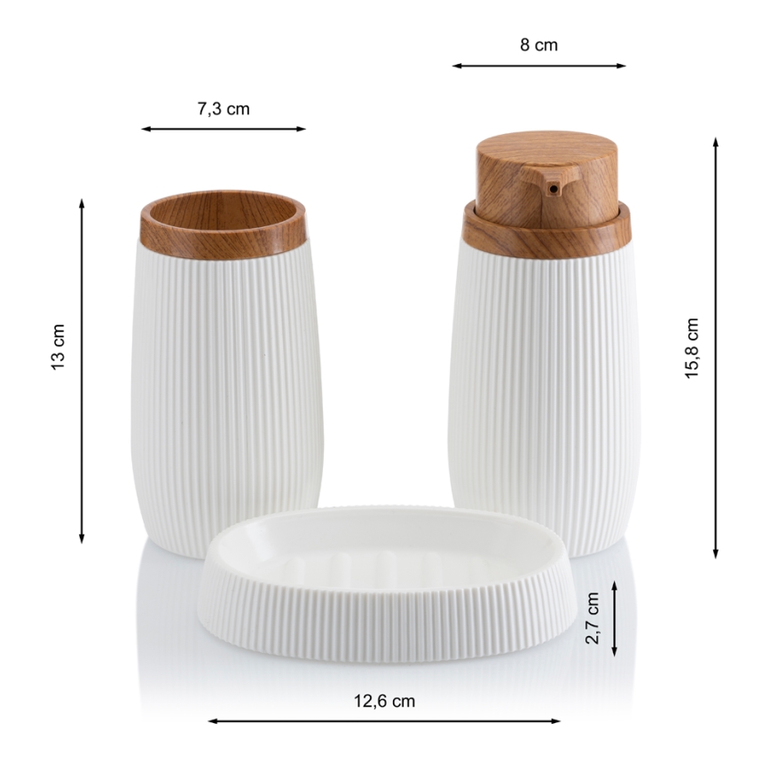 Set da bagno ALISON 5 pz bianco/marrone
