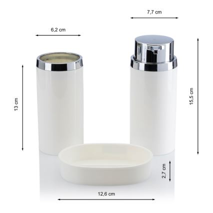Set da bagno CARMEN 5 pz bianco/cromo lucido
