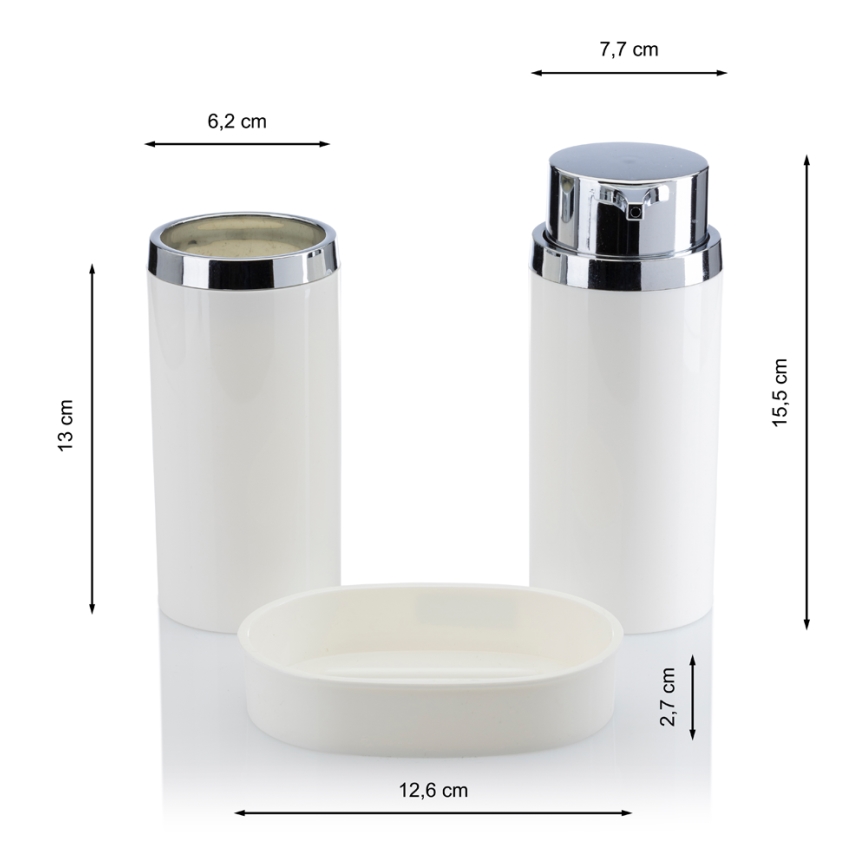 Set da bagno CARMEN 5 pz bianco/cromo lucido