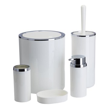Set da bagno CARMEN 5 pz bianco/cromo lucido