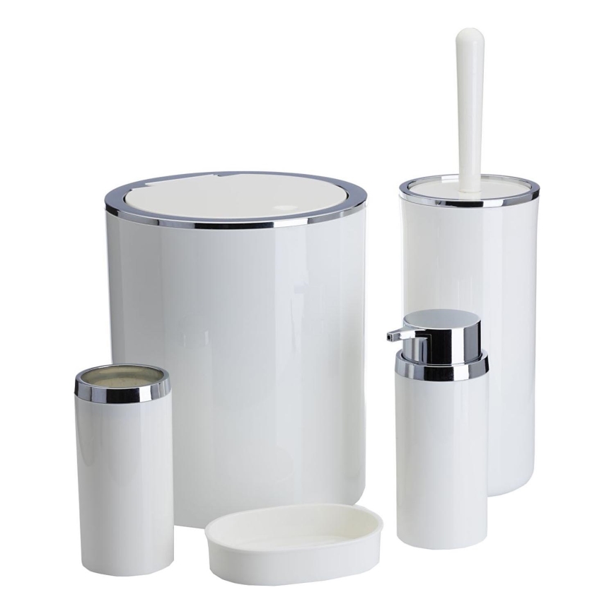 Set da bagno CARMEN 5 pz bianco/cromo lucido