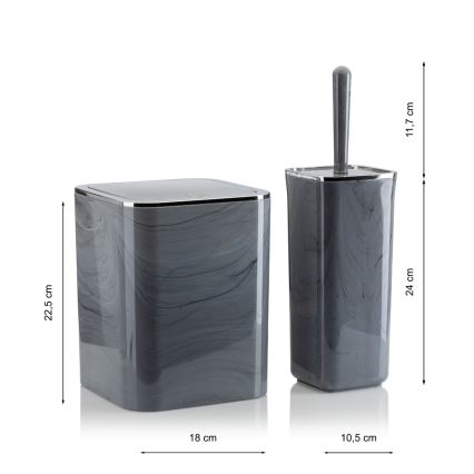 Set da bagno GRIS 5 pz grigio/cromo lucido