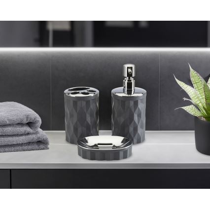 Set da bagno REINA 5 pz antracite/cromo lucido