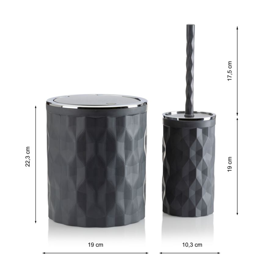 Set da bagno REINA 5 pz antracite/cromo lucido