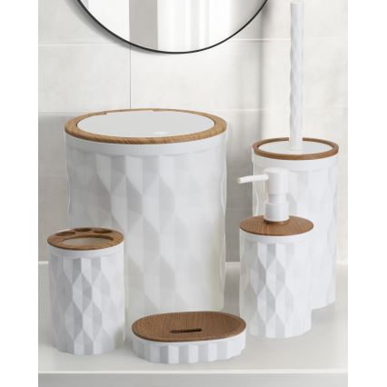 Set da bagno REINA 5 pz bianco/marrone