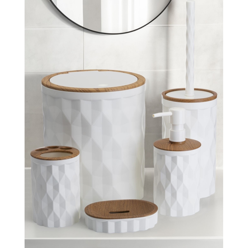 Set da bagno REINA 5 pz bianco/marrone
