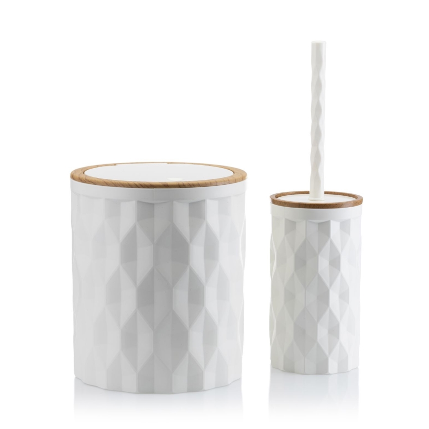 Set da bagno REINA 5 pz bianco/marrone